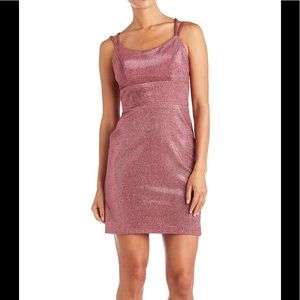 Sherri Lace-Up Metallic Dress by Morgan & Co – Rose – Juniors size 3